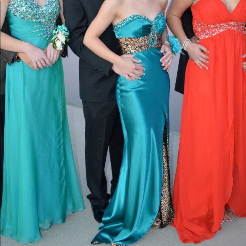 Blue and cheetah formal dress.